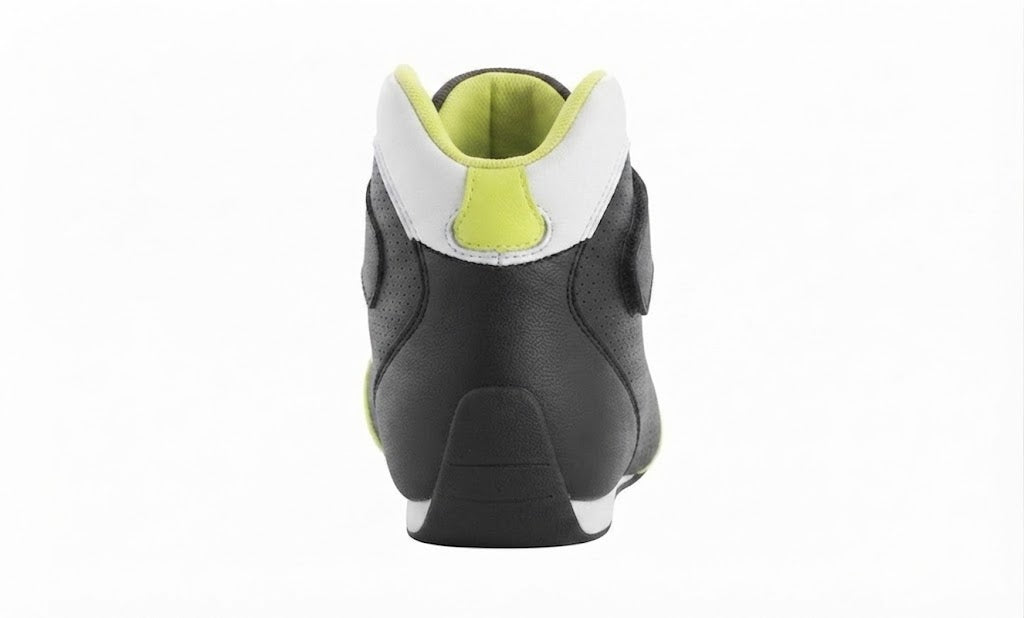 Professional High-Top Kart Racing Boots – Lightweight Track Footwear with Neon Yellow Accents