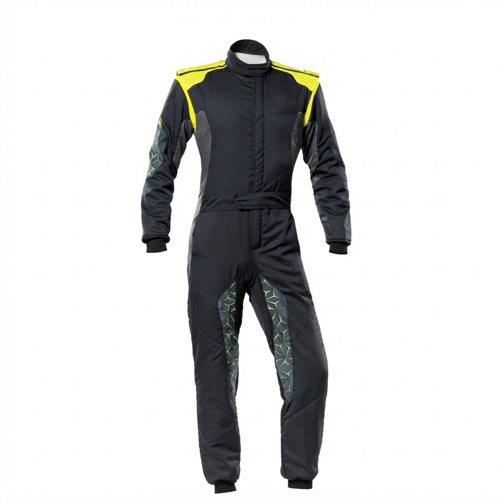 Professional Black & Yellow Karting Race Suit