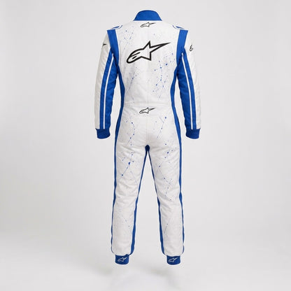 Custom Blue &amp; White Go-Kart Racing Suit – Professional Lightweight Motorsport Racewear