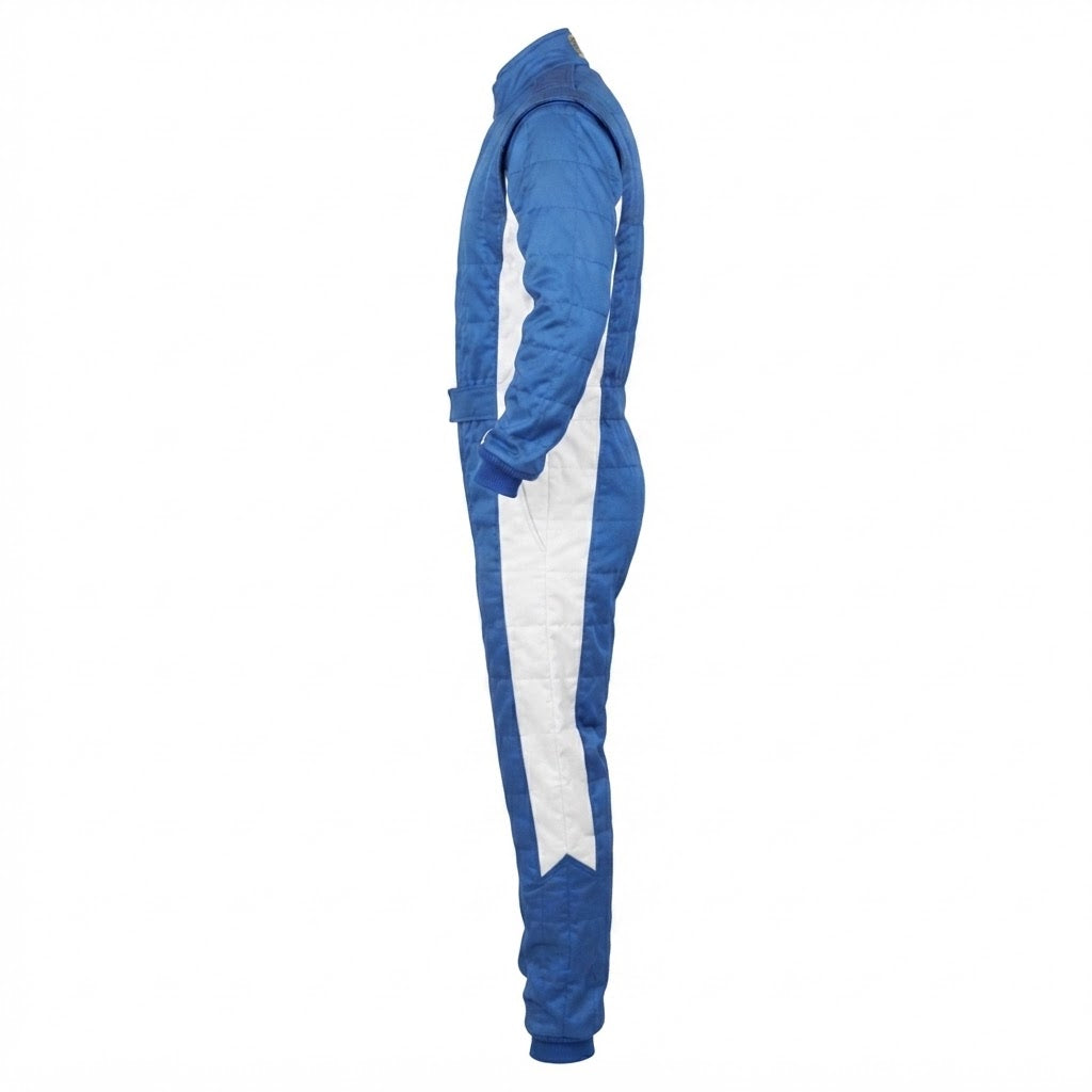Professional Blank Royal Blue and White Go-Kart Racing Overall
