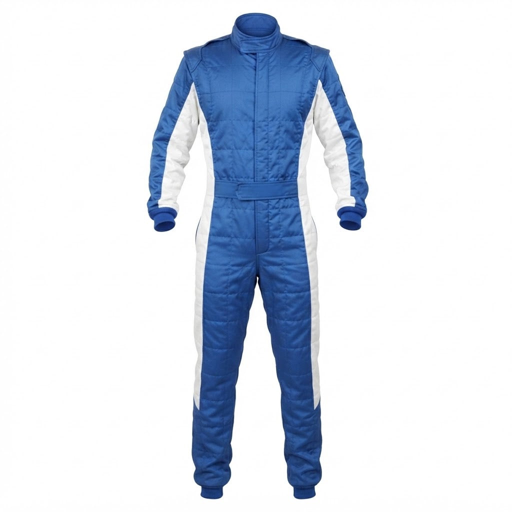 Professional Blank Royal Blue and White Go-Kart Racing Overall