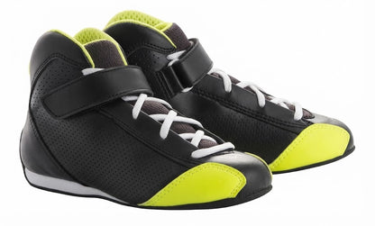 Professional High-Top Kart Racing Boots – Lightweight Track Footwear with Neon Yellow Accents