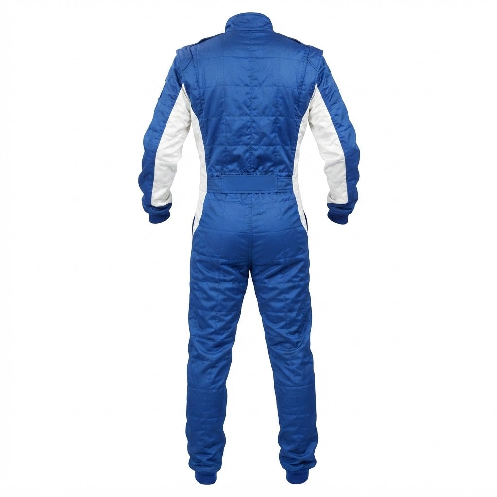 Professional Blank Royal Blue and White Go-Kart Racing Overall