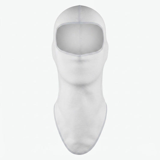 Professional White Fireproof Racing Balaclava – FIA Approved, Brand-Free Design