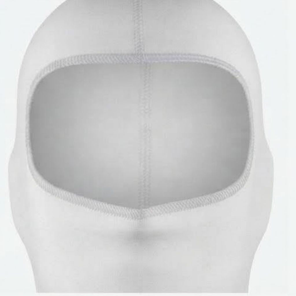 Professional White Fireproof Racing Balaclava – FIA Approved, Brand-Free Design