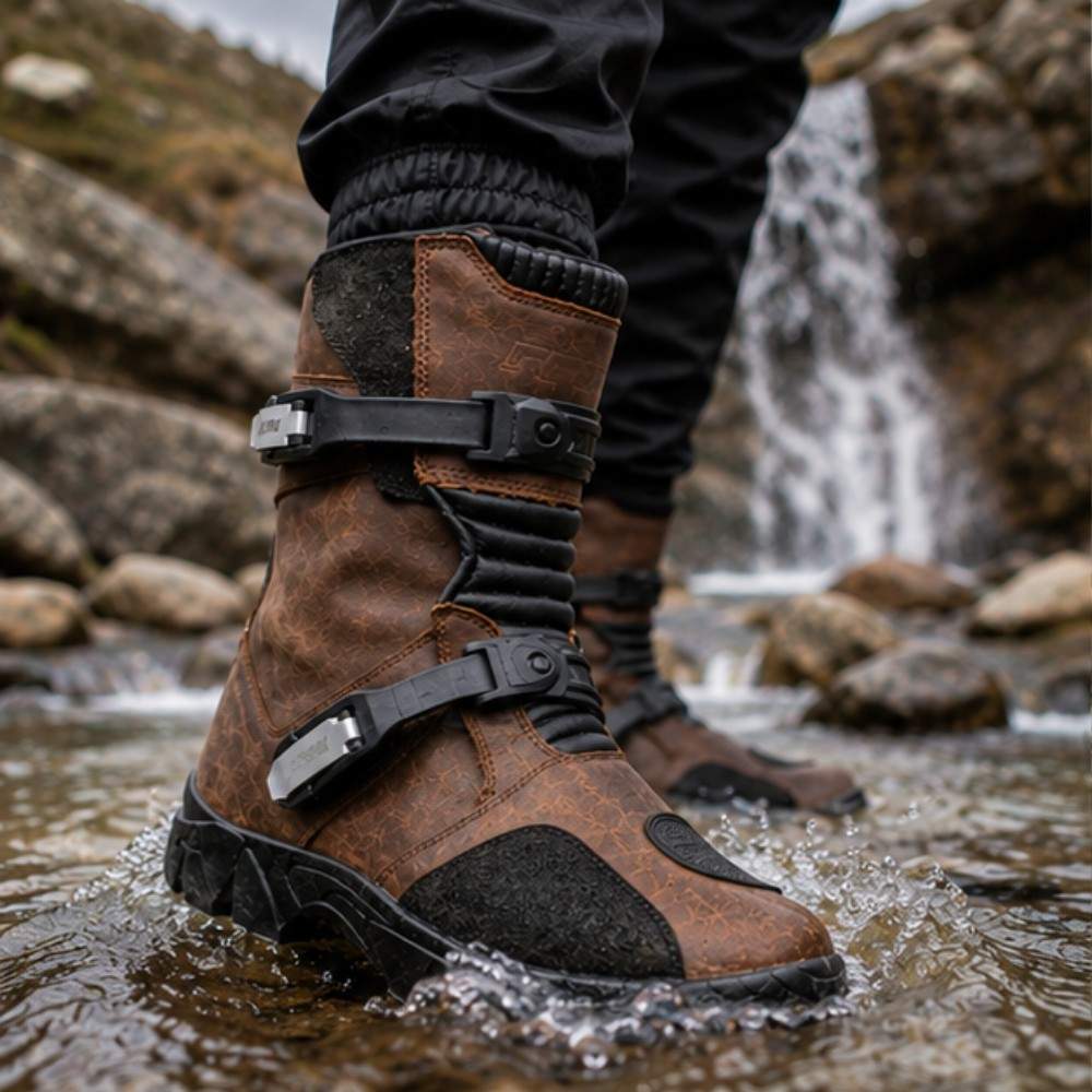 Premium Genuine Leather Adventure Motorcycle Boots for Off-Road Riding & Touring Boots