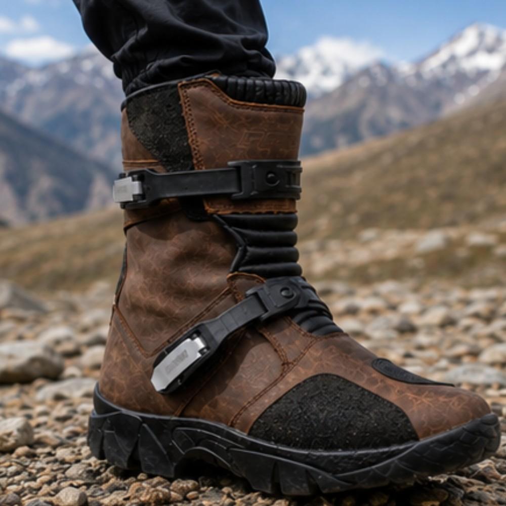 Premium Genuine Leather Adventure Motorcycle Boots for Off-Road Riding & Touring Boots