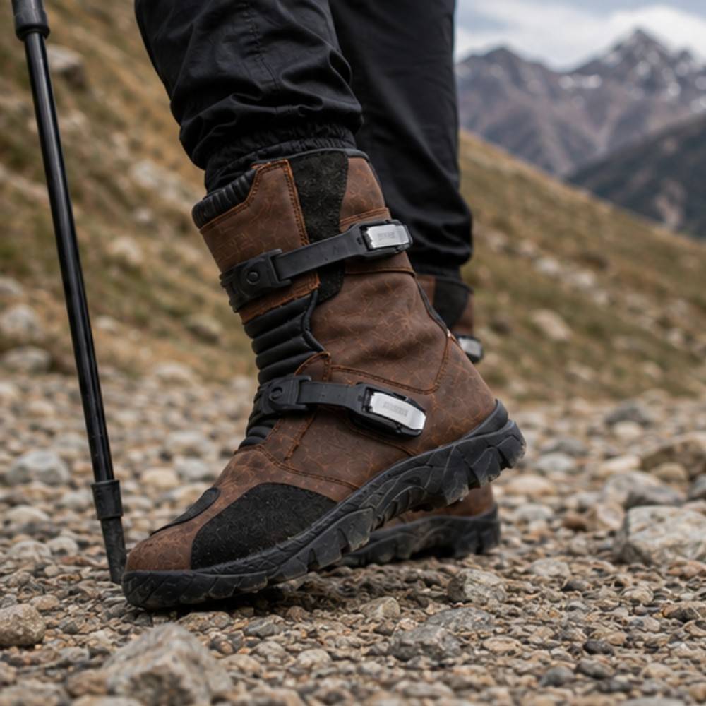 Premium Genuine Leather Adventure Motorcycle Boots for Off-Road Riding & Touring Boots
