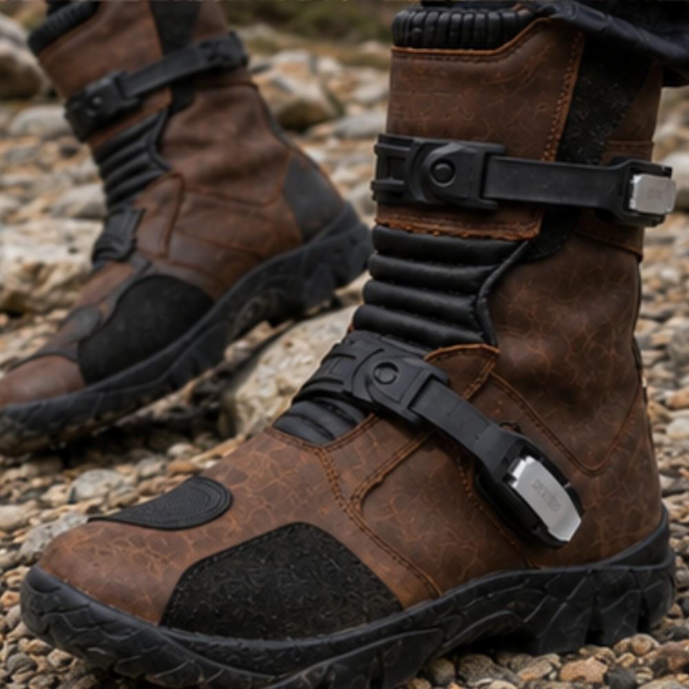 Premium Genuine Leather Adventure Motorcycle Boots for Off-Road Riding & Touring Boots