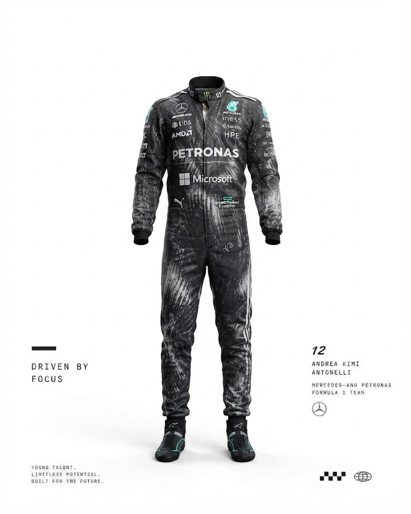 2026 Andrea Kimi Antonelli Mercedes F1 Race Suit custom go kart suit