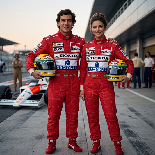 Ayrton Senna Racing Suit | Red Motorsport Karting Suit | Professional Go-Kart & Racing Jumpsuit