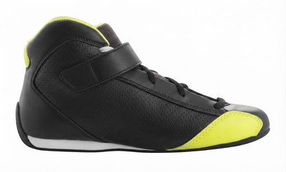 Professional High-Top Kart Racing Boots – Lightweight Track Footwear with Neon Yellow Accents