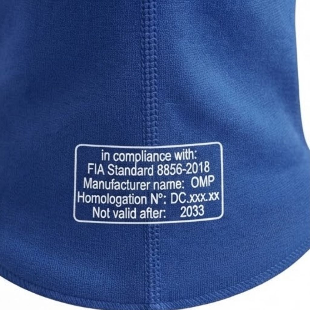 OMP Blue Professional Racing Balaclava / Karting Open Face Head Sock with FIA Homologation Tag