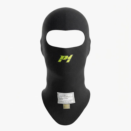 P1 Professional Black Racing Balaclava / Karting Open Face Head Sock with Homologation Tag