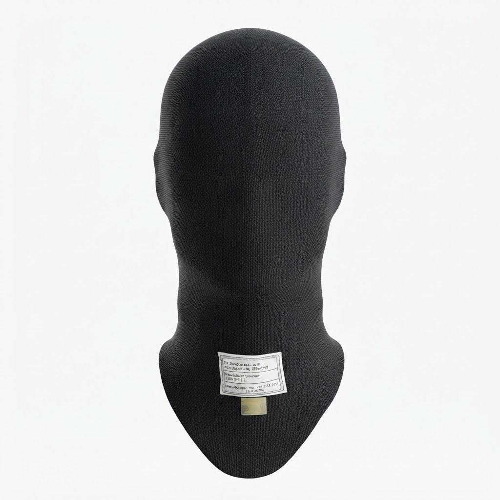 P1 Professional Black Racing Balaclava / Karting Open Face Head Sock with Homologation Tag