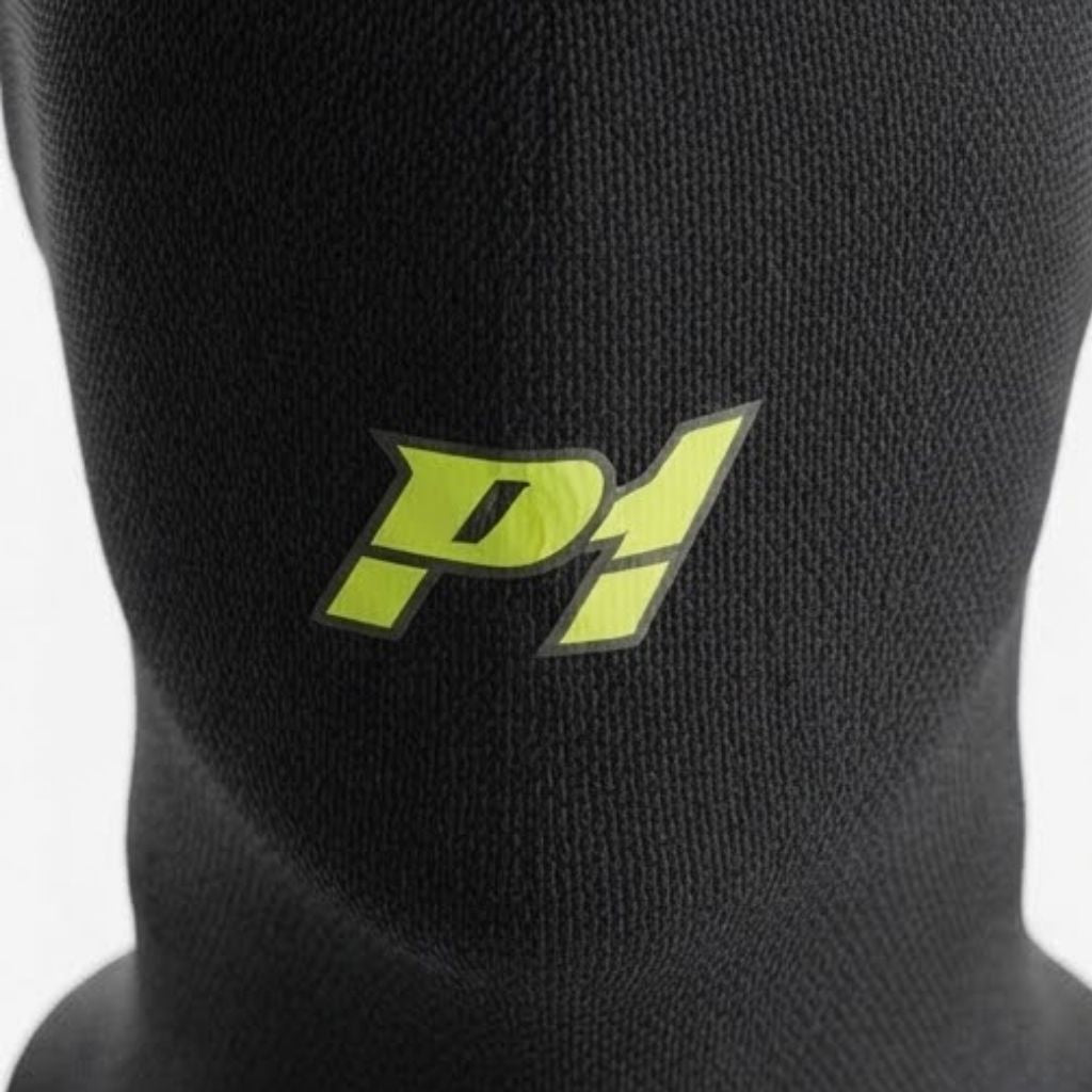 P1 Professional Black Racing Balaclava / Karting Open Face Head Sock with Homologation Tag
