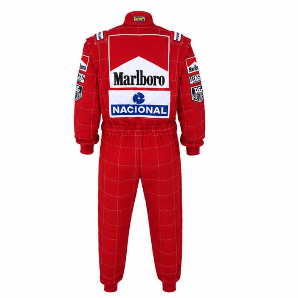 Ayrton Senna Racing Suit | Red Motorsport Karting Suit | Professional Go-Kart & Racing Jumpsuit